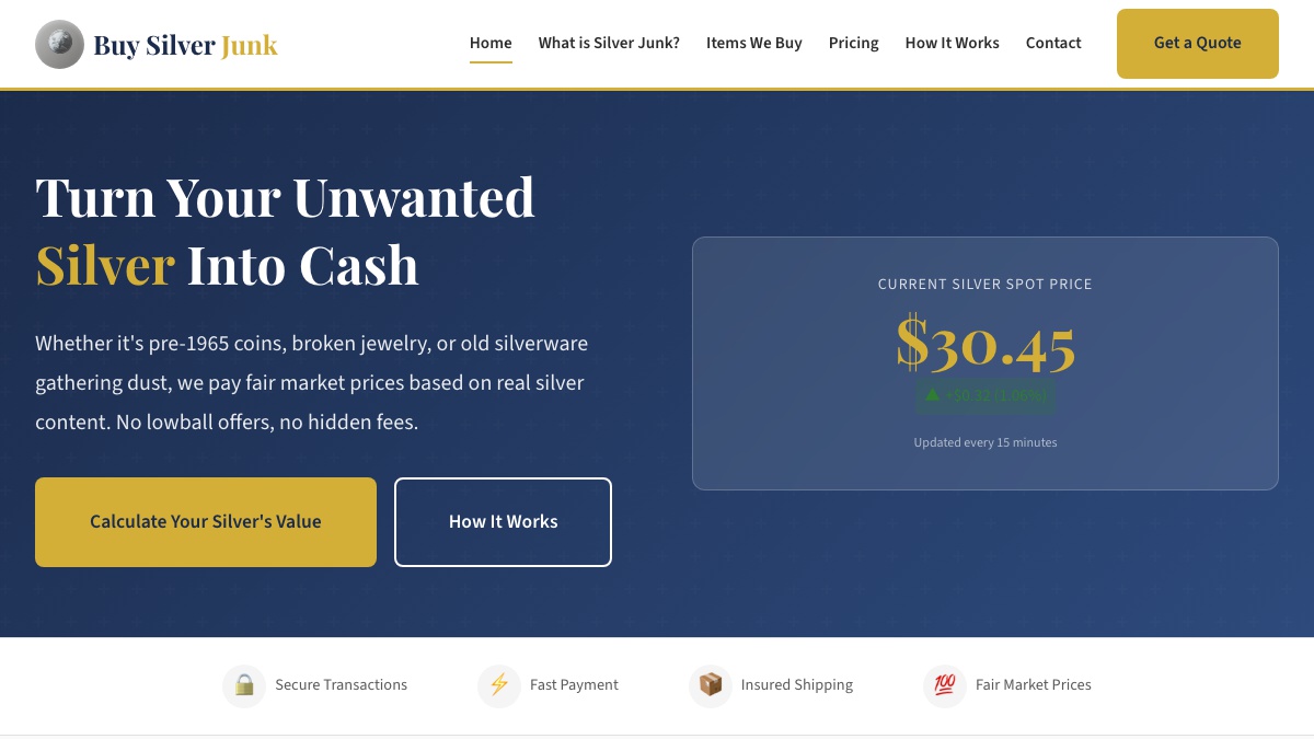 BuySilverJunk Live Valuation Platform Showcase